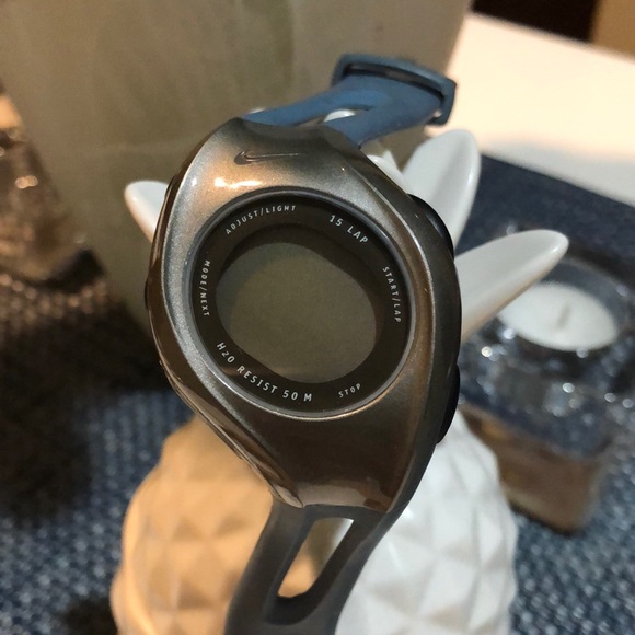 Nike Triax stainles steel&blue plastic strap 15lap